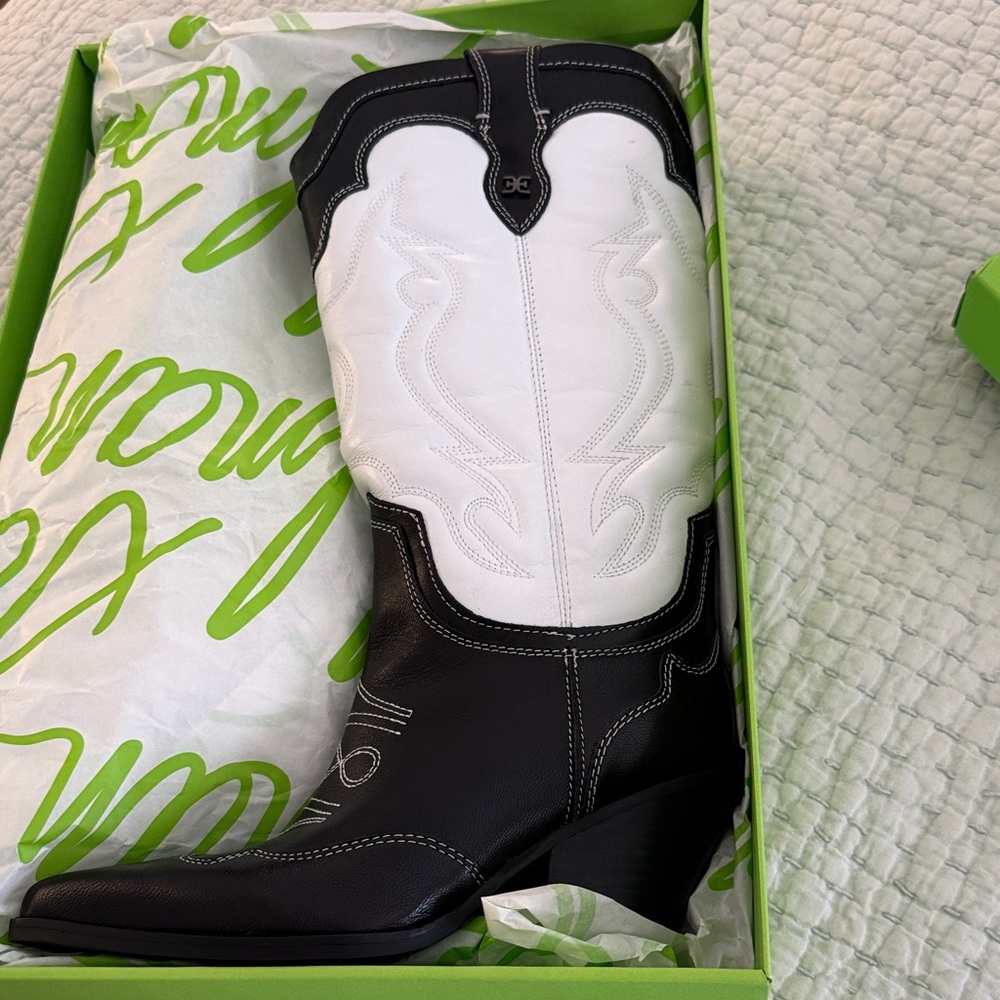Sam Edelman Black and White Heeled Boots